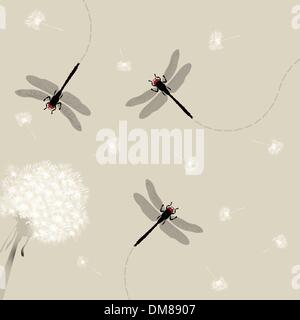 Löwenzahn und Libelle Stock Vektor