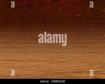 Herbstlaub, Grenze auf Holz. EPS 8 Stock Vektor