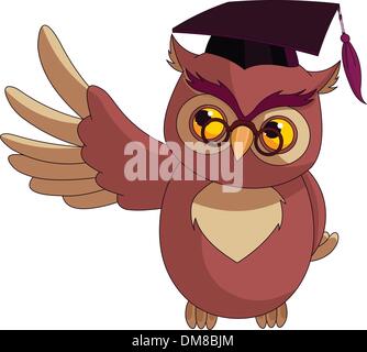 Cartoon Wise Owl mit Graduation cap Stock Vektor