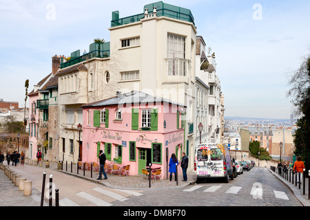 Rosa Haus - historische Bistro am Montmartre, Paris, Stockfoto