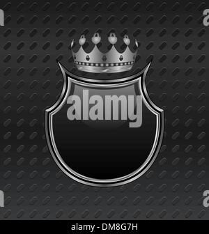 Wappenschild und Krone auf metallischen Hintergrund Stock Vektor