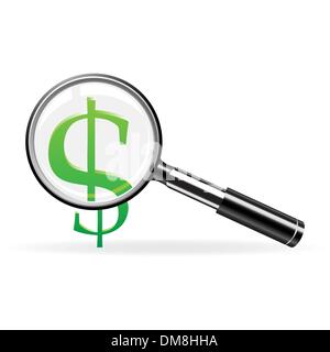 Lupe und Zeichen des Dollars Stock Vektor