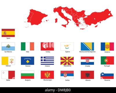 Südeuropa-Flags Stock Vektor