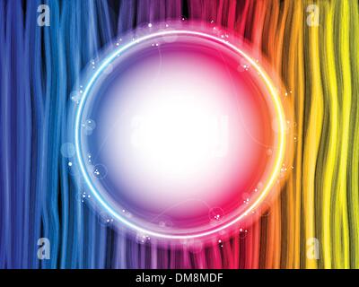 Abstrakten Regenbogen Linien Hintergrund mit weißer Kreis Stock Vektor