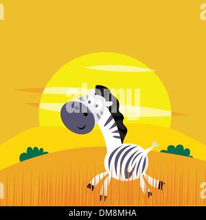 Afrika Tiere: niedlichen Cartoon Afrika Zebra in der Savanne wilde Stock Vektor