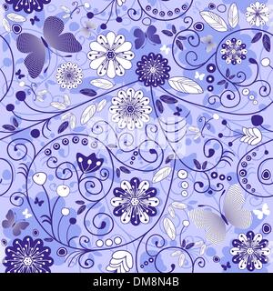 Nahtlose Blumenmuster violett-blau Stock Vektor