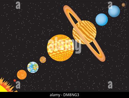 Planeten in einer Schlange stehen Stock Vektor