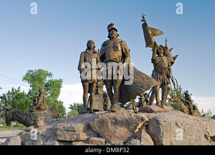 Detail, La Jornada (die Reise, von Betty Sabo und Reynaldo Rivera), Albuquerque Museum für Kunst und Geschichte, New Mexico, Vereinigte Staaten Stockfoto