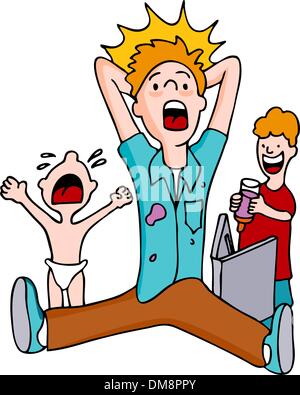 Gestresst, Papa Stock Vektor