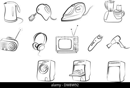 Satz von Elektrogeräte zu Hause im Zusammenhang - Teil 1 Stock Vektor