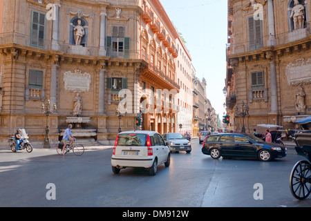 Quattro Canti - barocken Platz in Palermo, Sizilien Stockfoto