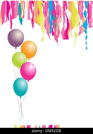 Herzlichen Glückwunsch zum Geburtstag! Luftballons und Konfetti. Fügen Sie hier Ihren Text ein. Stock Vektor