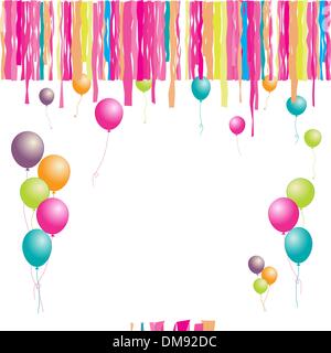 Herzlichen Glückwunsch zum Geburtstag! Luftballons und Konfetti. Fügen Sie hier Ihren Text ein. Stock Vektor