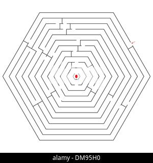 sechseckige schwarze Labyrinth Stock Vektor