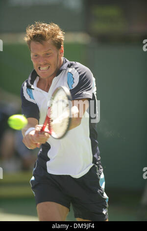 14. März 2005; Indische Brunnen, Kalifornien, USA; THOMAS ENQVIST bei den Pacific Life Open Tennis - WTA - 14. März 2005. Stockfoto