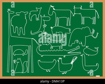 Schule-Tiere zeichnen Stock Vektor