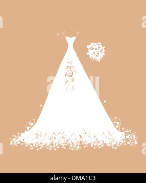 Hochzeit Kleid weiß auf Kleiderbügeln Stock Vektor
