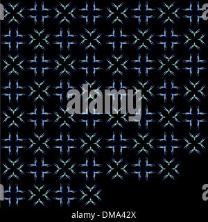 weiße und blaue nahtlose Muster auf schwarzem Hintergrund Stock Vektor