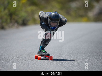 Hot Heels-Rennen 2013 Longboard Reiter, western Cape, Südafrika Stockfoto