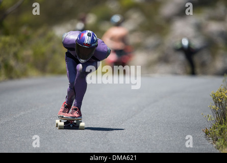 Hot Heels-Rennen 2013 Longboard Reiter, western Cape, Südafrika Stockfoto