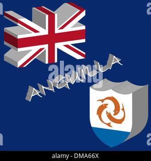 3d Flagge Anguilla Stock Vektor