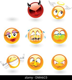 Verschiedene emoticons Stock Vektor