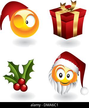 Weihnachten-Emoticons und Elemente Stock Vektor