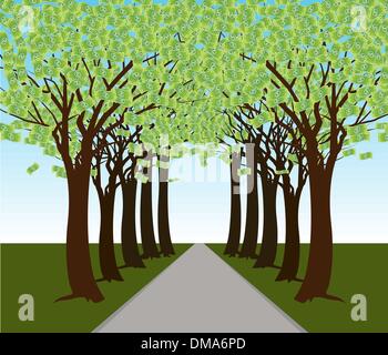 Geld Baum Waldweg Stock Vektor