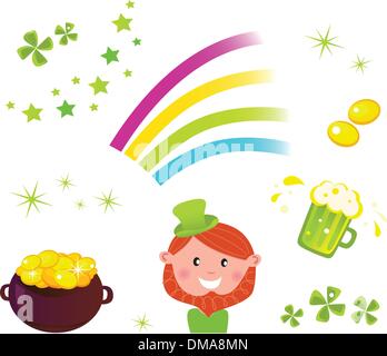 Irisch und St. Patricks Day Symbole und Icons set Stock Vektor