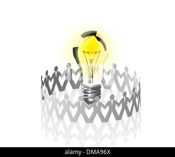 Birne und Team der papierene Stock Vektor