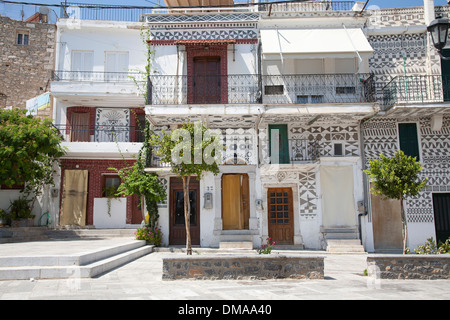 Dorf Pyrgi, Insel Chios, Nord-Ost-Ägäis, Griechenland, Europa Stockfoto