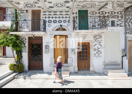 Dorf Pyrgi, Insel Chios, Nord-Ost-Ägäis, Griechenland, Europa Stockfoto