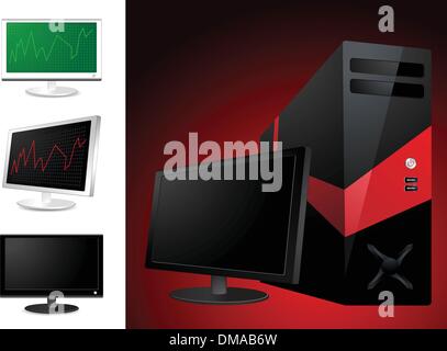 Computer und LCD-Monitor - Vektor-illustration Stock Vektor