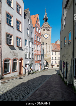 Alte Bergstrasse Mit Schmalzturm in Landsberg am Lech, Bayern, Deutschland Stockfoto