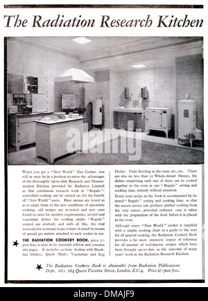 Strahlung Forschung Küche Vintage Advert Archivierung Zeitdokument Stockfoto