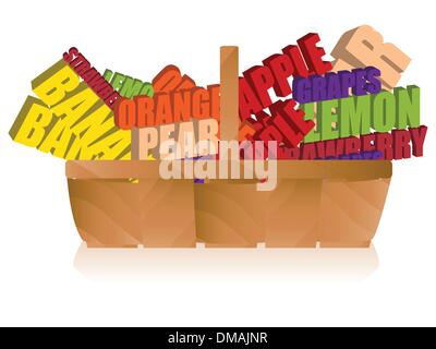 Obstkorb mit Typografie Stock Vektor