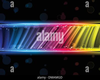 Disco abstrakte bunte Wellen auf schwarzem Hintergrund Stock Vektor