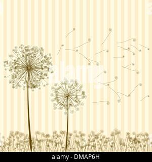 Jahrgang 2 Löwenzahn im Wind. EPS8 Stock Vektor