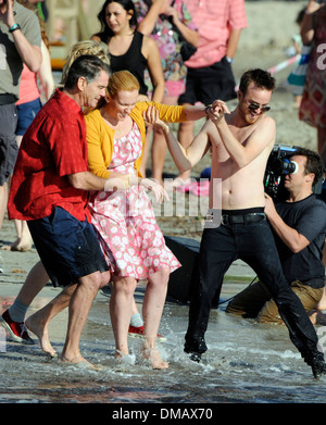 Pierce Brosnan, Aaron Paul, Rosamund Pike und Imogen Poots am Set von dem Film "A long Way down". Im Oktober auf Mallorca gedreht Stockfoto