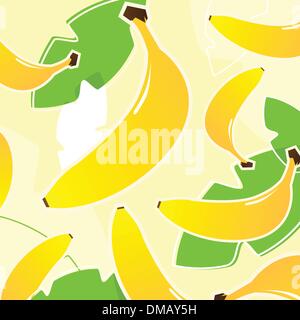 Banane: Frische tropische Früchte Textur oder Muster (gelb und grün) Stock Vektor