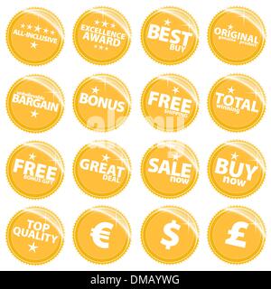 Goldene Einzelhandel Web Aufkleber Stock Vektor