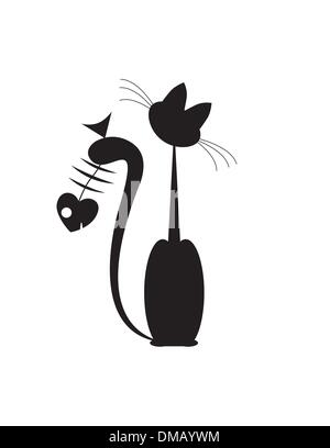 abstrakt Katzen Fisch Stock Vektor