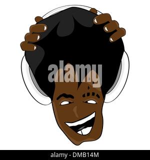 Afro Frisur Cartoon Musik Gesicht Stock Vektor