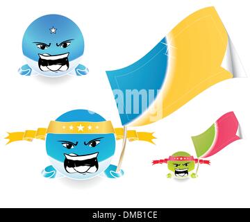 Smiley Anime Emoticons mit Einzelhandel Flagge oder ein tag Stock Vektor