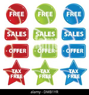 Glänzende metallische Einzelhandel Symbole mit text Stock Vektor
