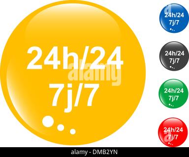 glänzende Schaltflächenset 24h (24 Stunden) Stock Vektor
