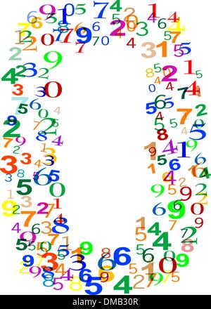 Hergestellt aus bunten Zahlen Null-Nummer Stock Vektor