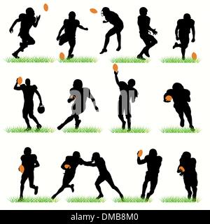American Football Spieler Silhouetten eingestellt Stock Vektor
