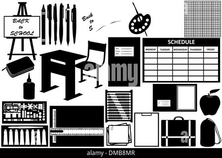 Verschiedene Objekte für die Schule Stock Vektor