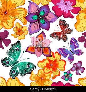 Frühling sich wiederholende Blumenmuster Stock Vektor